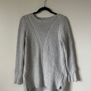 L.L. Bean Light Gray Cable Knit Sweater